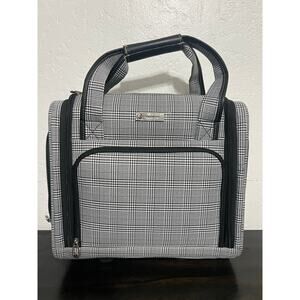 London Fog Devonshire Luxury Rolling Underseat Carry-On Tote Houndstooth
